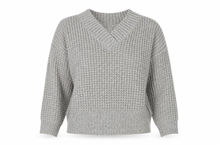 Hollister Womens Grey V-Neck Chunky Knit Pullover Jumper Size M