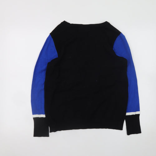 Wallis Women Blue Black Petite Size 14 Zip Shoulder Jumper