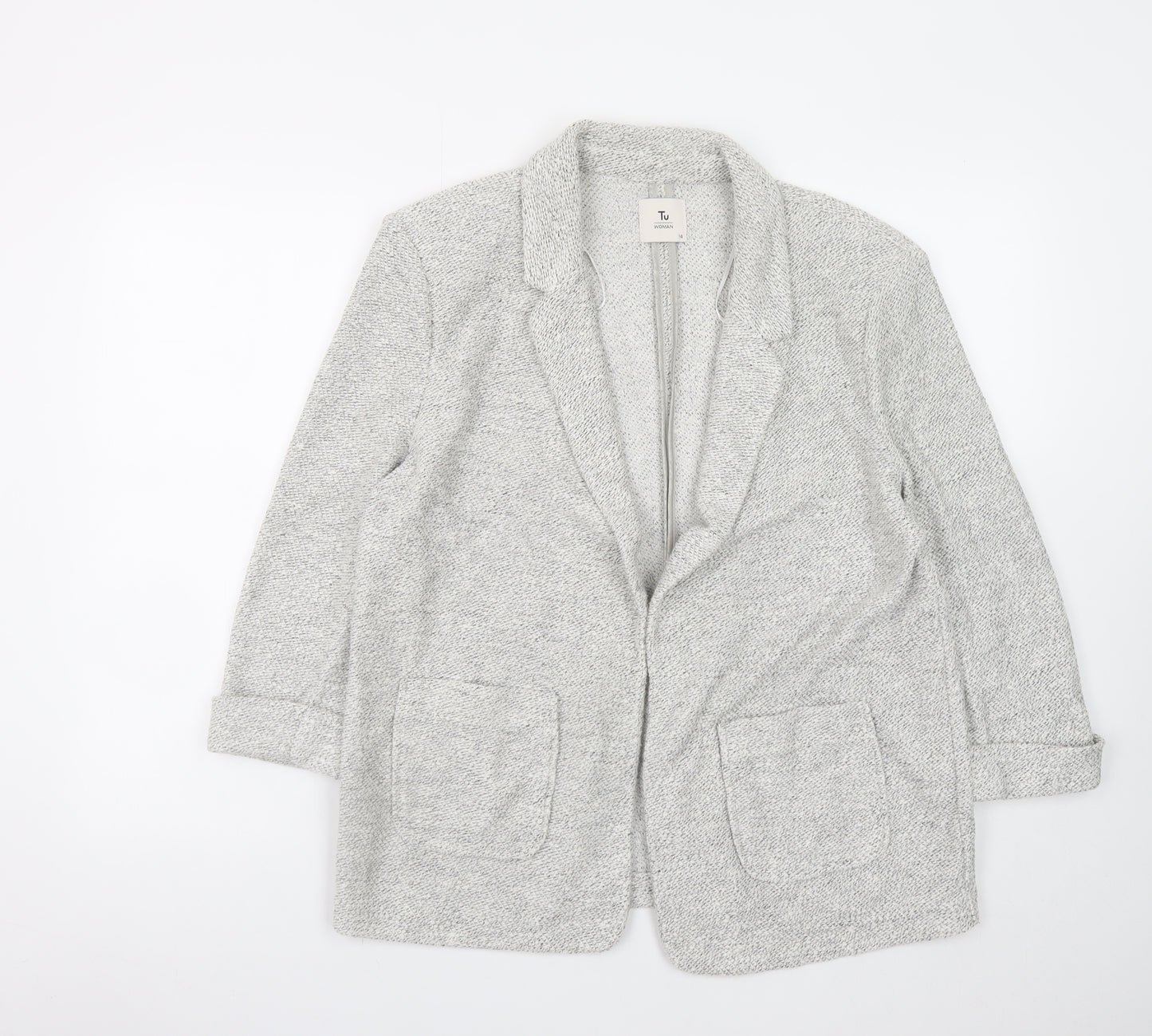 Tu Women Grey Cardigan Knit Long Sleeve Size 14