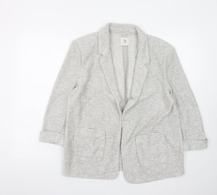 Tu Women Grey Cardigan Knit Long Sleeve Size 14