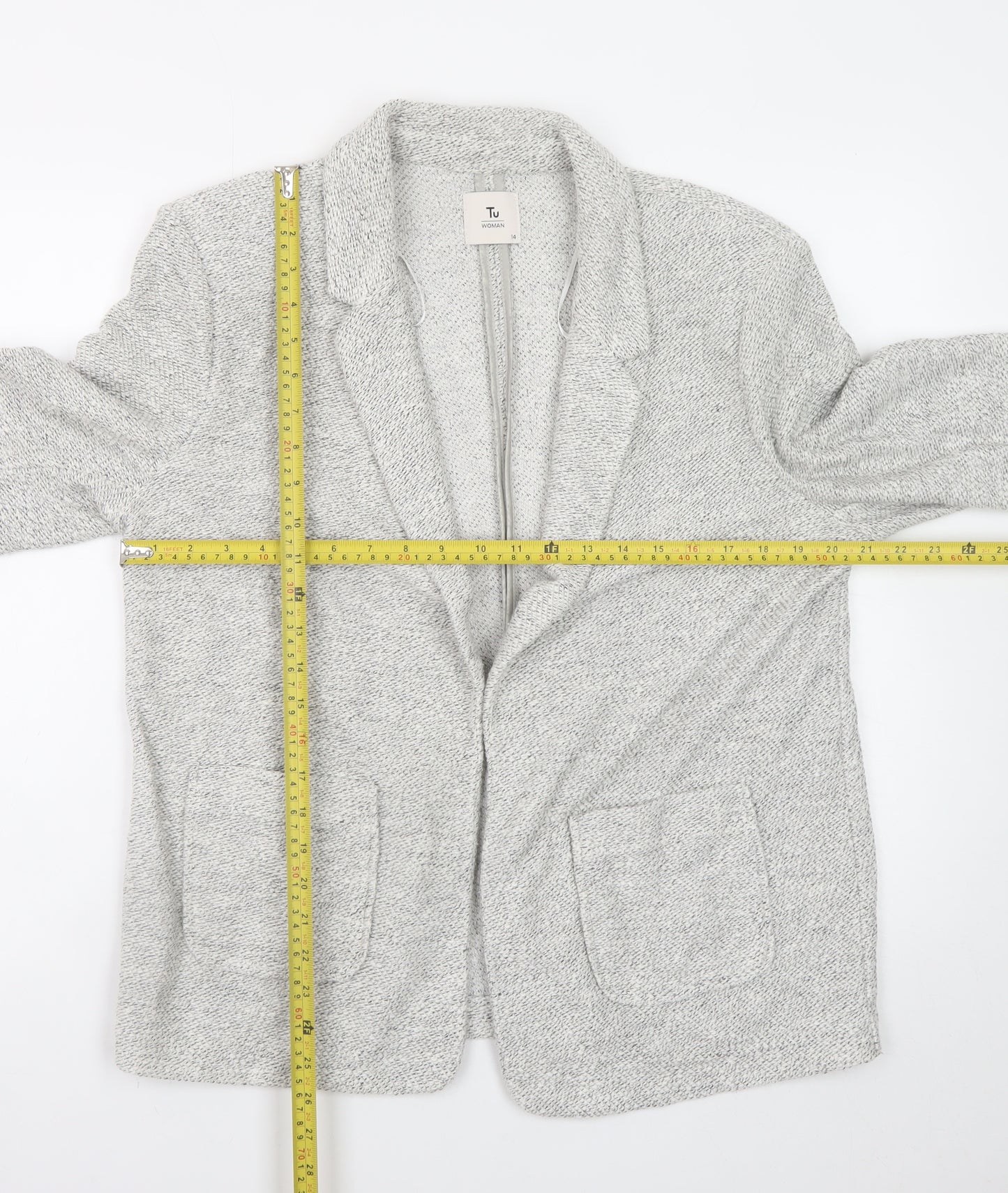 Tu Women Grey Cardigan Knit Long Sleeve Size 14