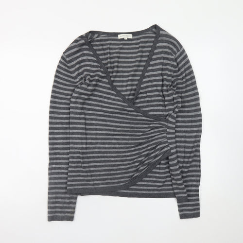 Austin Reed Women’s Grey Striped Wrap Knit Jumper Medium