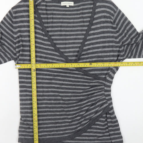 Austin Reed Women’s Grey Striped Wrap Knit Jumper Medium