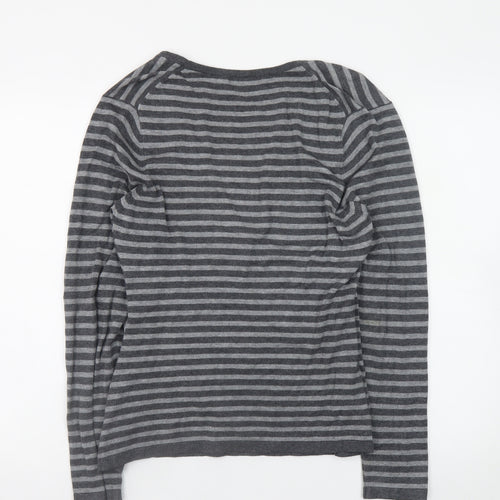Austin Reed Women’s Grey Striped Wrap Knit Jumper Medium
