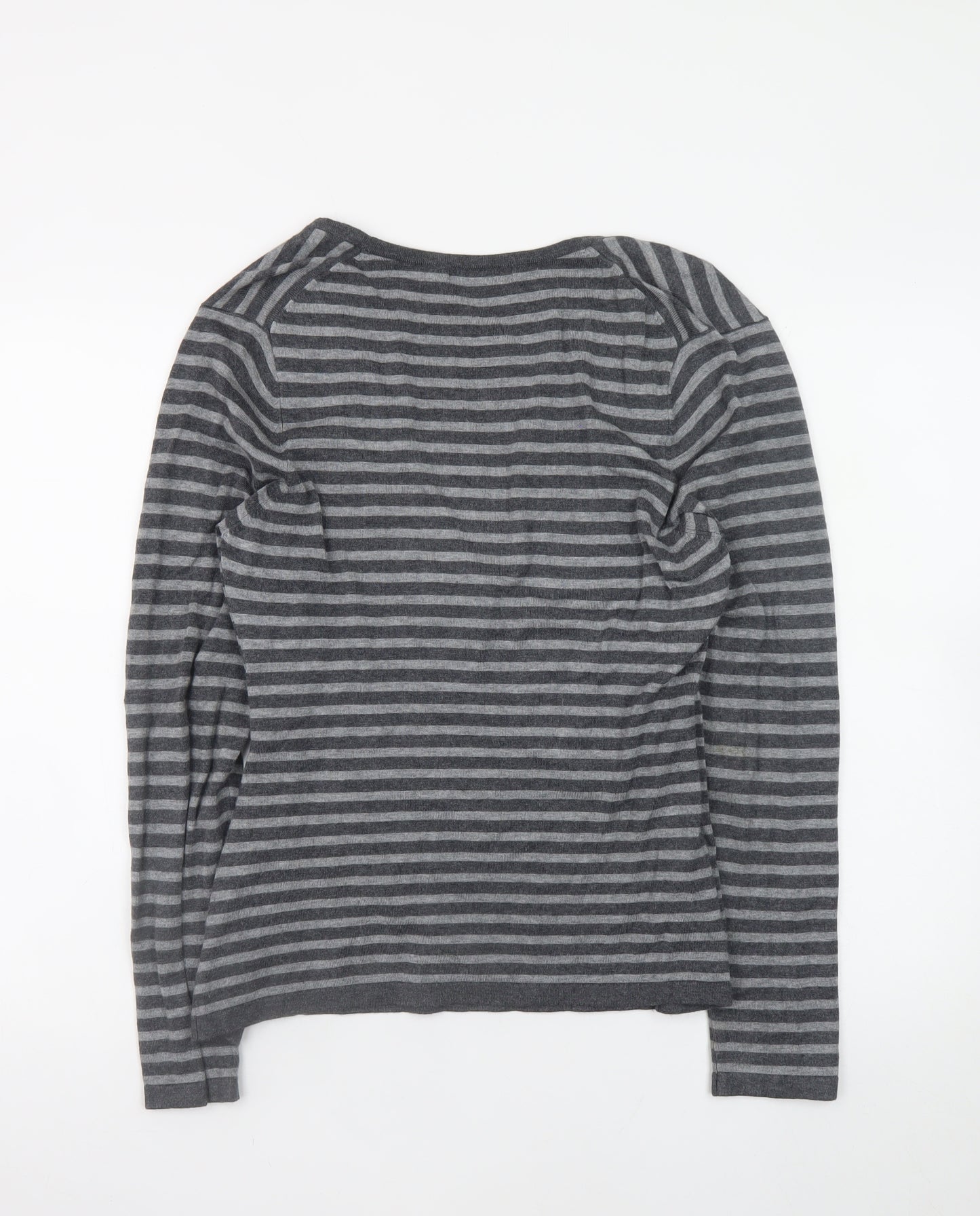 Austin Reed Women’s Grey Striped Wrap Knit Jumper Medium