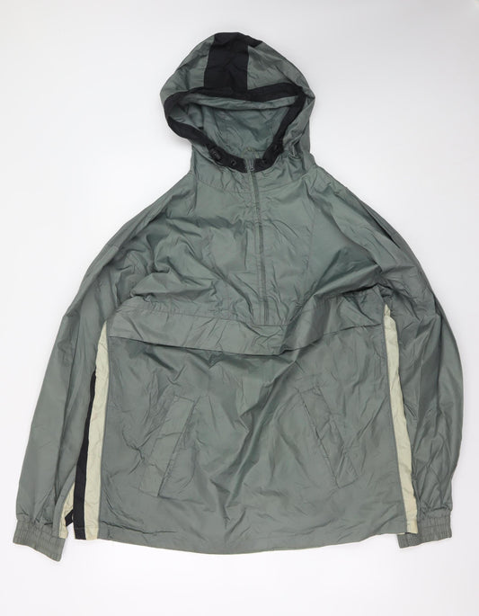 St. Bernard Men's Green L Windbreaker Hooded Lightweight Jacket