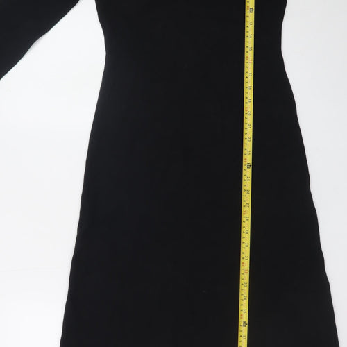 Marks and Spencer Women Black Size 8 Shift Jersey Long Sleeve Dress