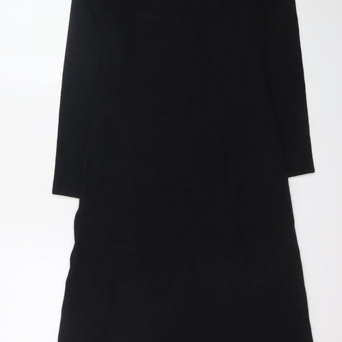 Marks and Spencer Women Black Size 8 Shift Jersey Long Sleeve Dress