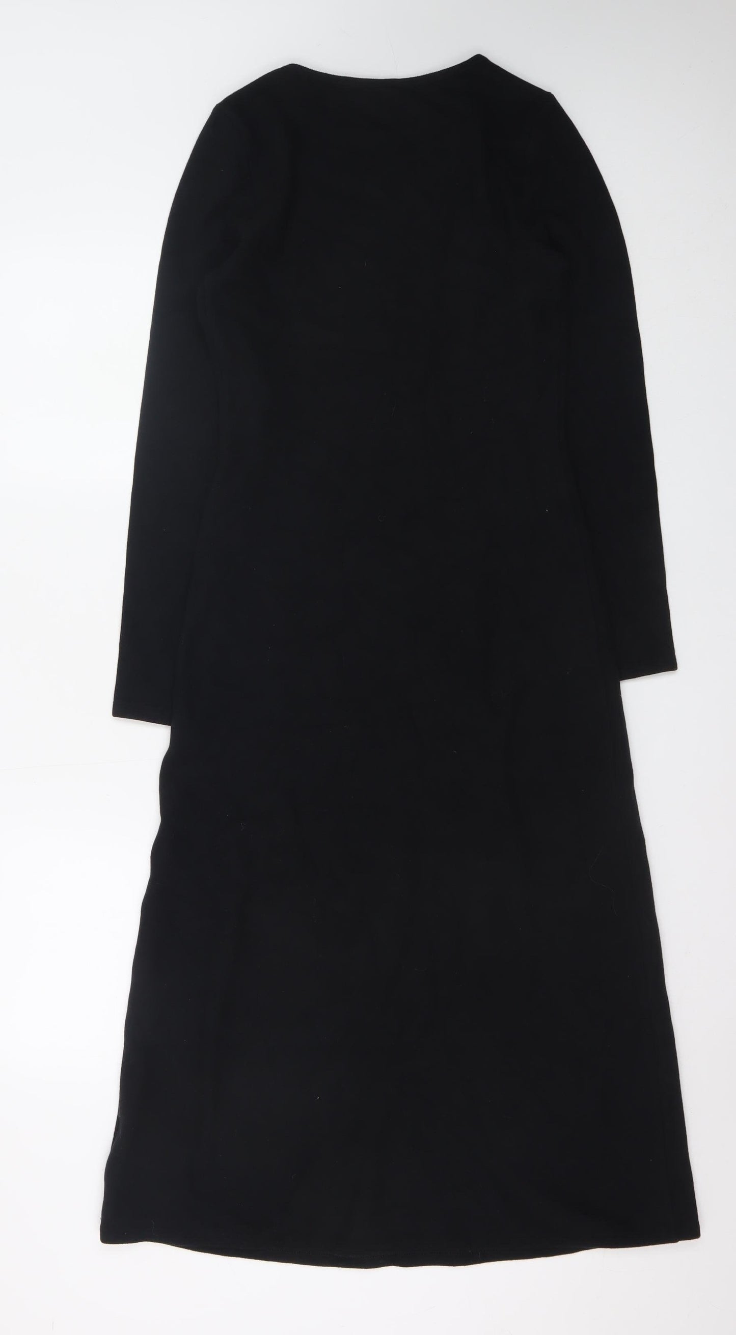 Marks and Spencer Women Black Size 8 Shift Jersey Long Sleeve Dress