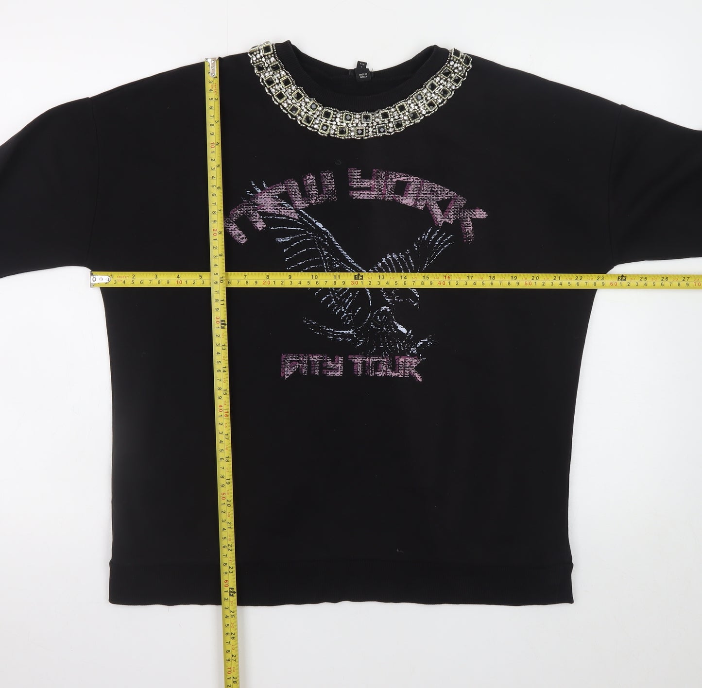 River Island Women Black Size 8 Embellished Eagle Sweatshirt