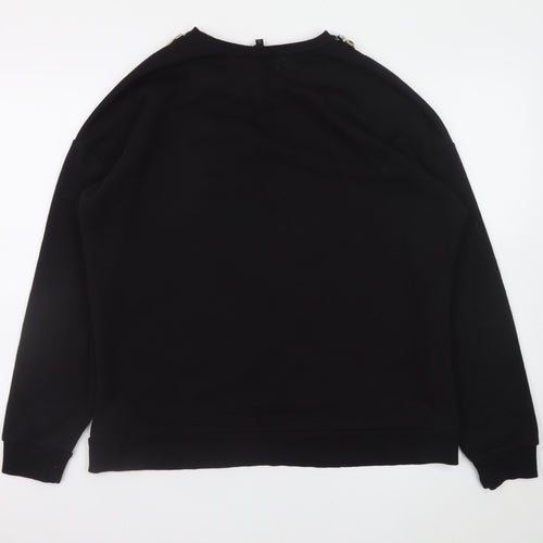River Island Women Black Size 8 Embellished Eagle Sweatshirt