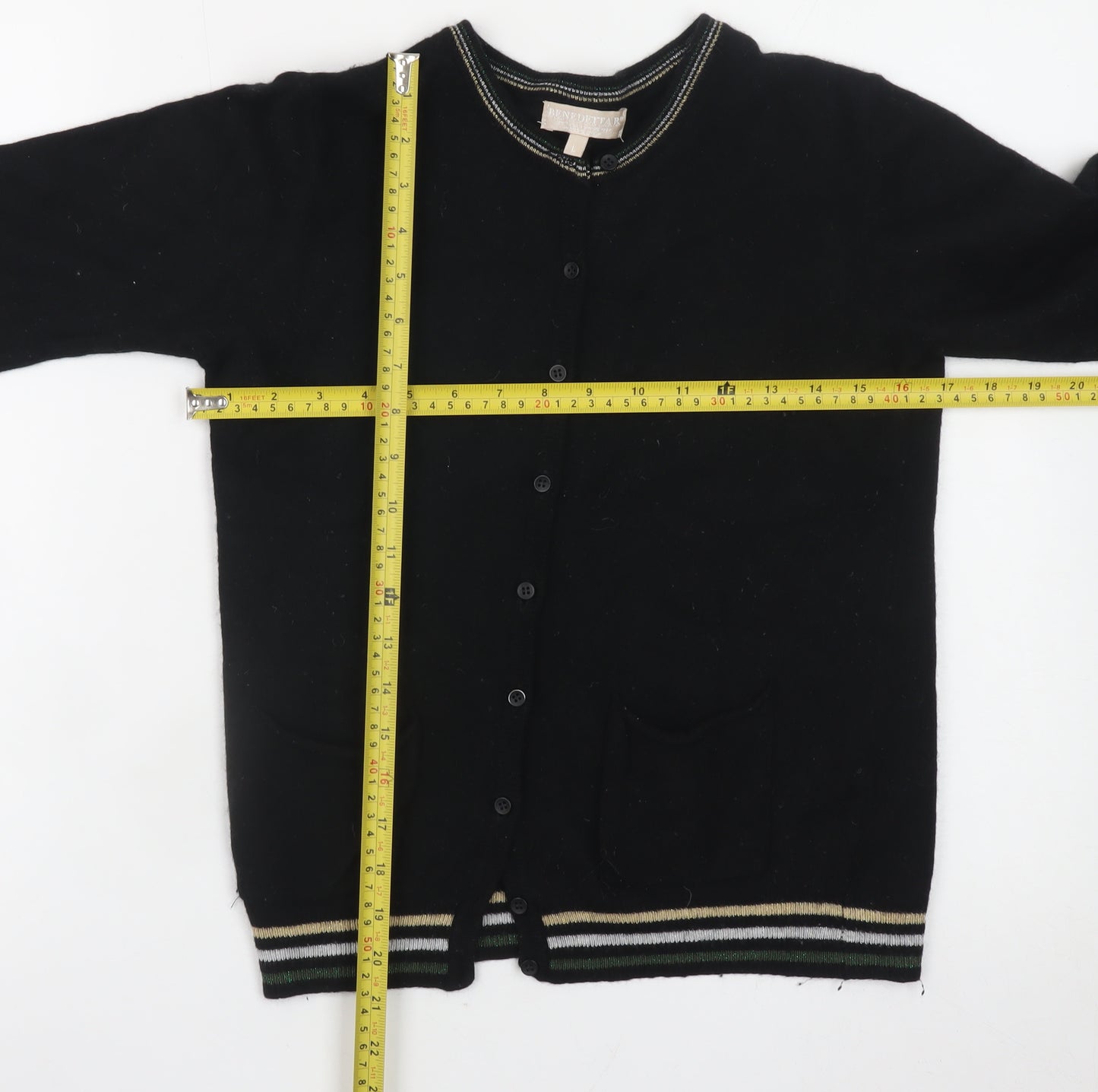 Benedetta B Women's Black Wool Button Cardigan Size L
