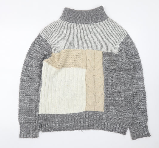 Cotton Traders Womens Grey Roll Neck Chunky Knit Jumper Size 14