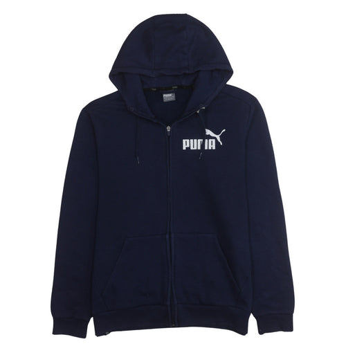 Puma Men's Blue Full Zip Hoodie Size L Sportswear Fleece