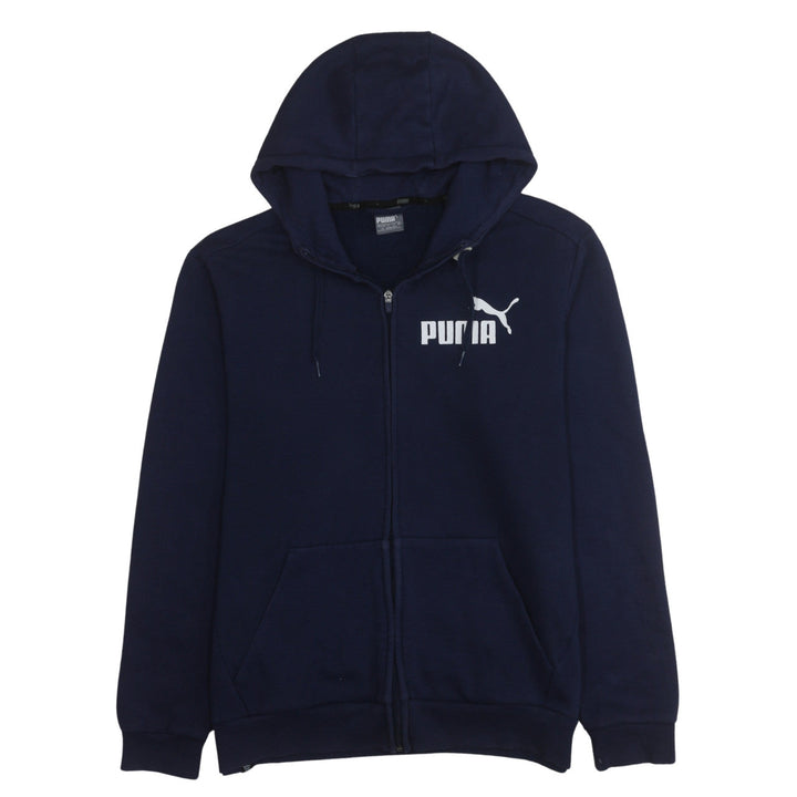 Puma Men's Blue Full Zip Hoodie Size L Sportswear Fleece
