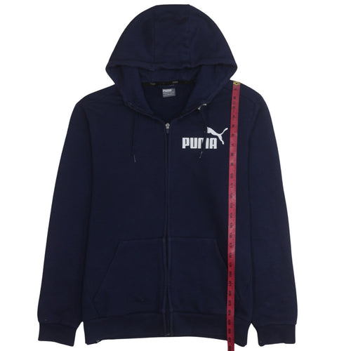 Puma Men's Blue Full Zip Hoodie Size L Sportswear Fleece