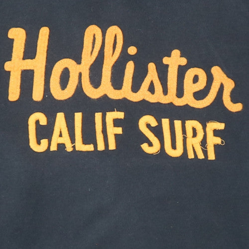 Hollister Mens Blue Pullover Hoodie L Embroidered Surf Design