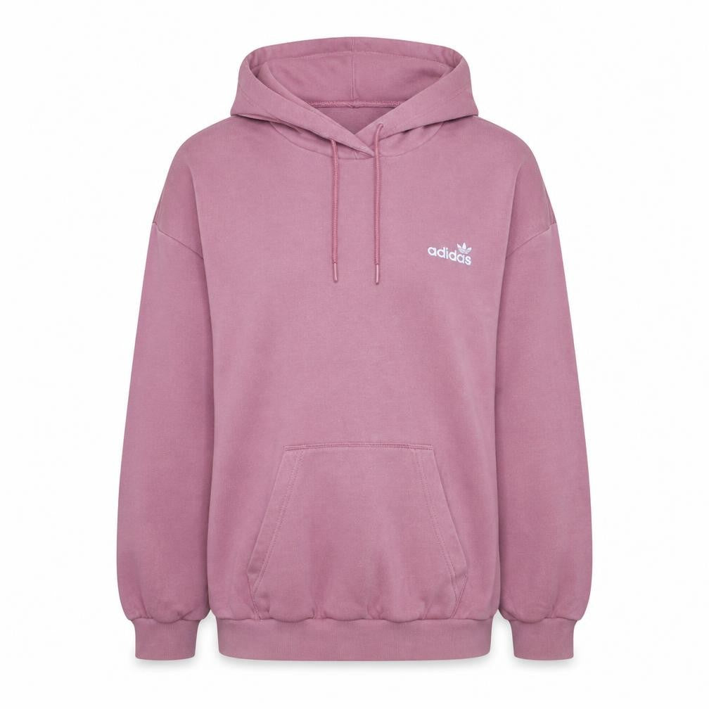 Front view of Adidas women’s pink pullover hoodie, size UK 4, cotton blend casual