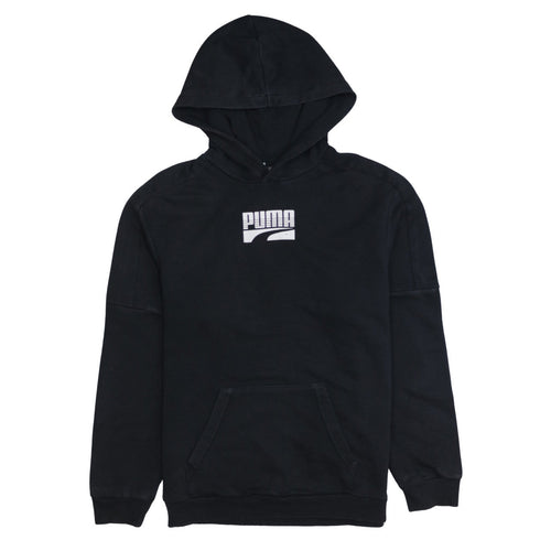 Puma Boys Black Pullover Hoodie 13-14 Years Logo Cotton Blend Sweatshirt