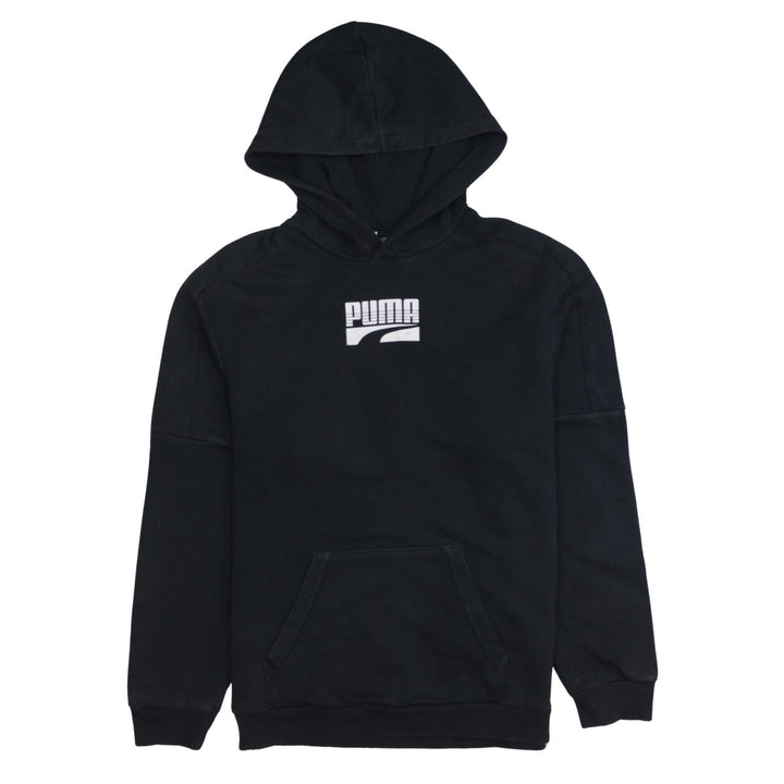 Puma Boys Black Pullover Hoodie 13-14 Years Logo Cotton Blend Sweatshirt