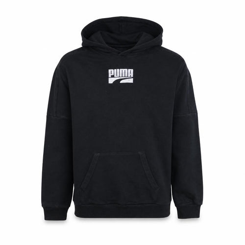 Puma Boys Black Pullover Hoodie 13-14 Years Logo Cotton Blend Sweatshirt