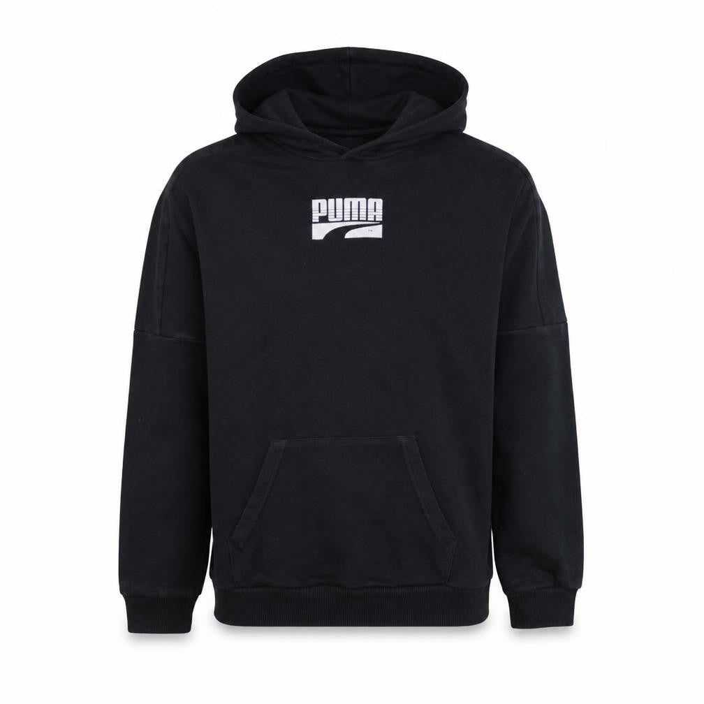 Puma Boys Black Pullover Hoodie 13-14 Years Logo Cotton Blend Sweatshirt