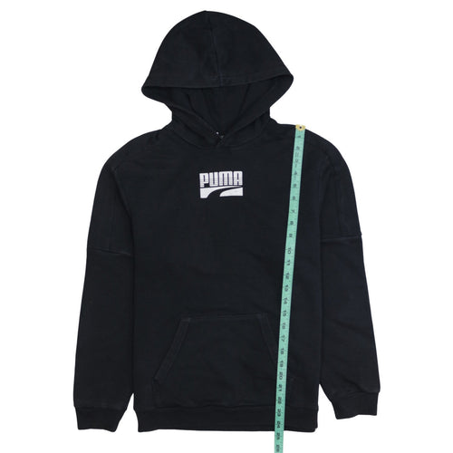 Puma Boys Black Pullover Hoodie 13-14 Years Logo Cotton Blend Sweatshirt