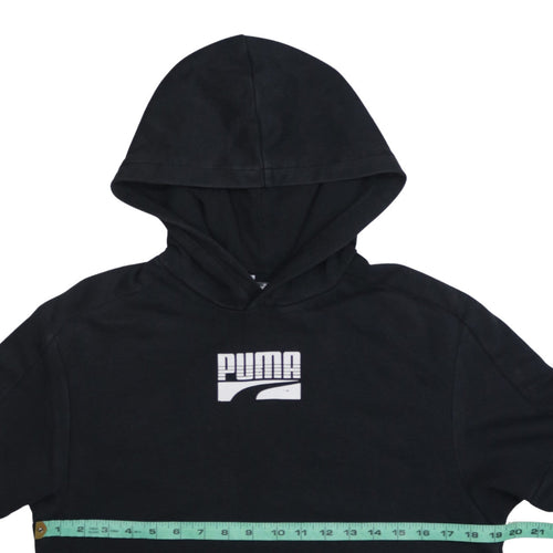 Puma Boys Black Pullover Hoodie 13-14 Years Logo Cotton Blend Sweatshirt