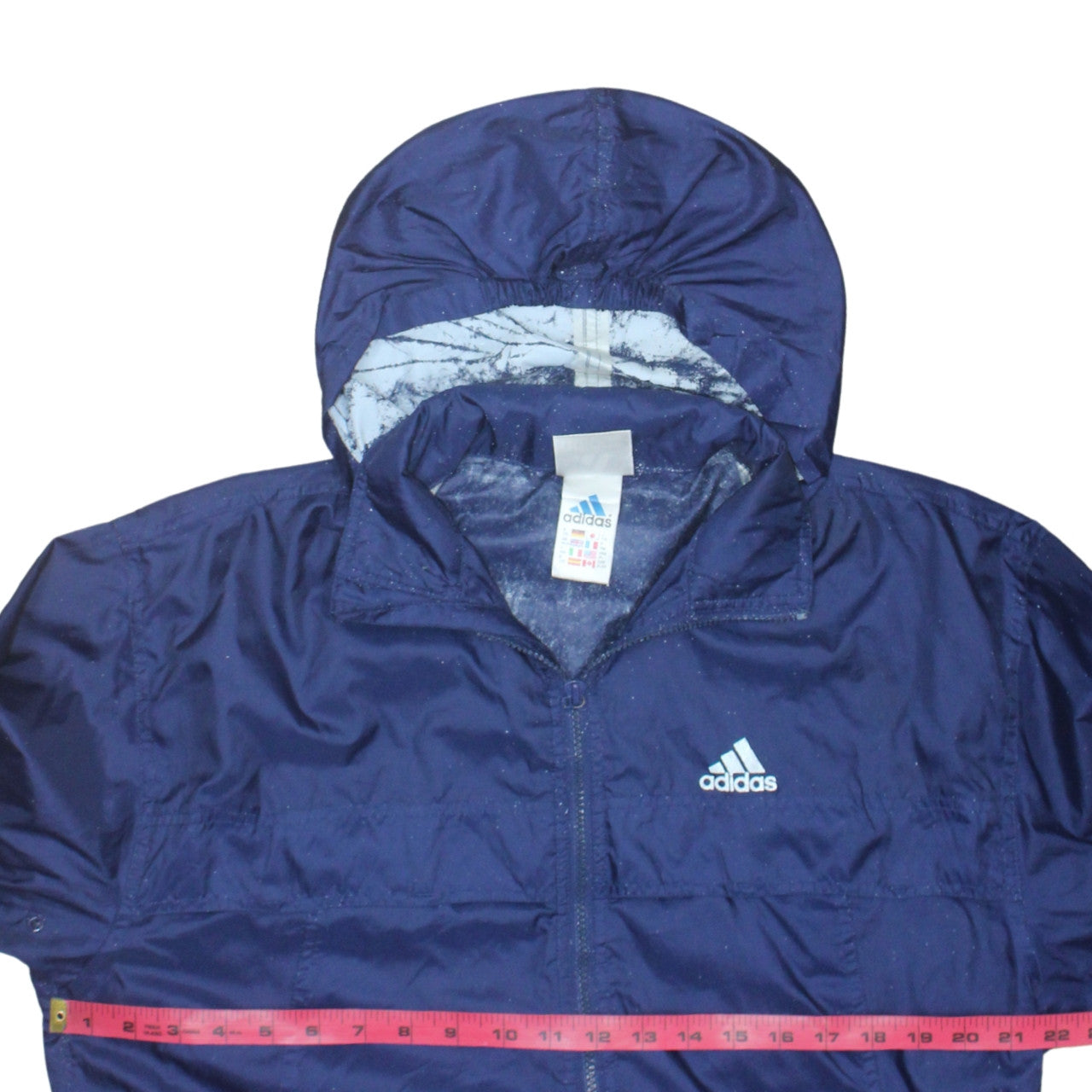 Adidas Women's Blue Hooded Windbreaker Jacket Size L Waterproof