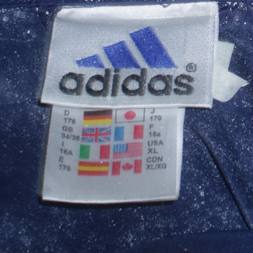 Adidas Women's Blue Hooded Windbreaker Jacket Size L Waterproof
