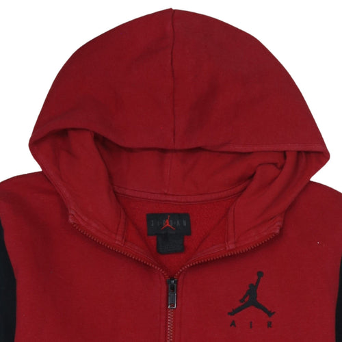 Jordan Boys Red Black Full Zip Hoodie Fleece Jacket XL Colourblock