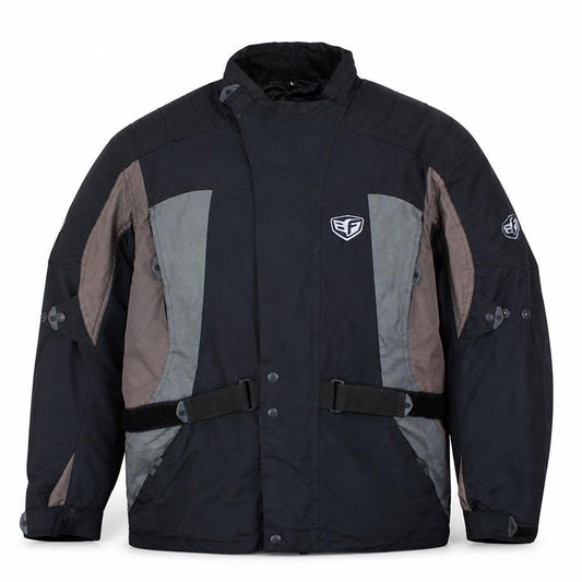 Front view of EF Motorcycle Hardwear Men's Black L Waterproof Motorcycle Jacket
