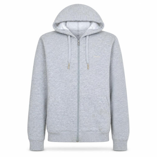 Front view of Reebok Men’s Grey Full Zip Hoodie, size M, Regular Fit
