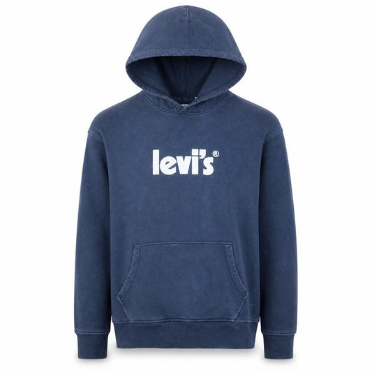 Front view of Levi's Men's Blue Relaxed Fit Pullover Logo Hoodie Medium