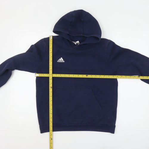 Adidas Boys Navy Blue Pullover Hoodie Size 13-14 Years Cotton Blend