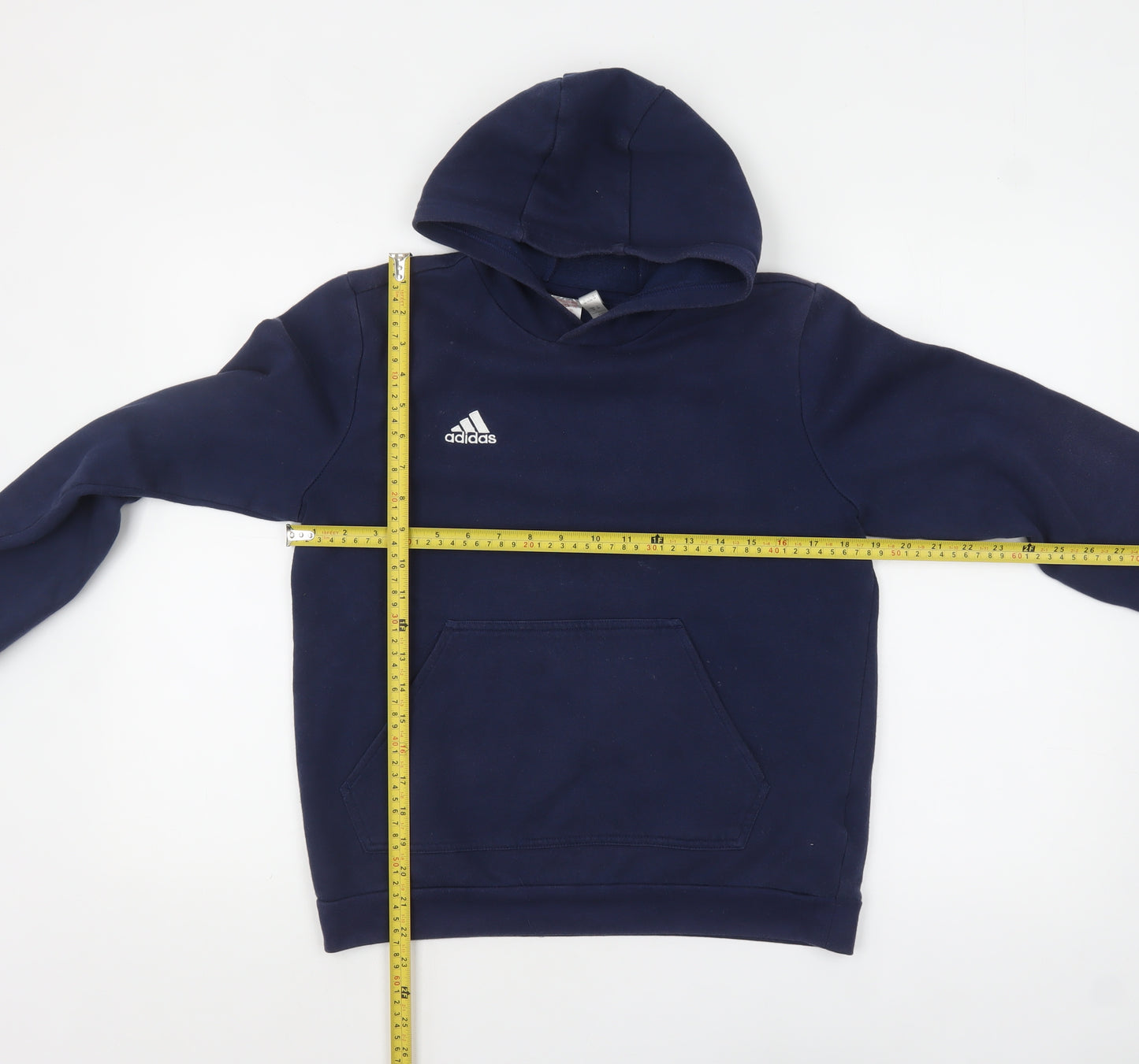 Adidas Boys Navy Blue Pullover Hoodie Size 13-14 Years Cotton Blend