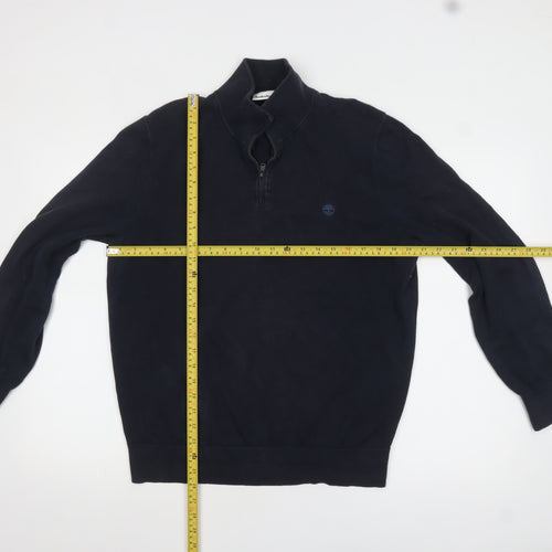 Timberland Men's Blue Cotton 1/4 Zip Jumper M Regular Fit