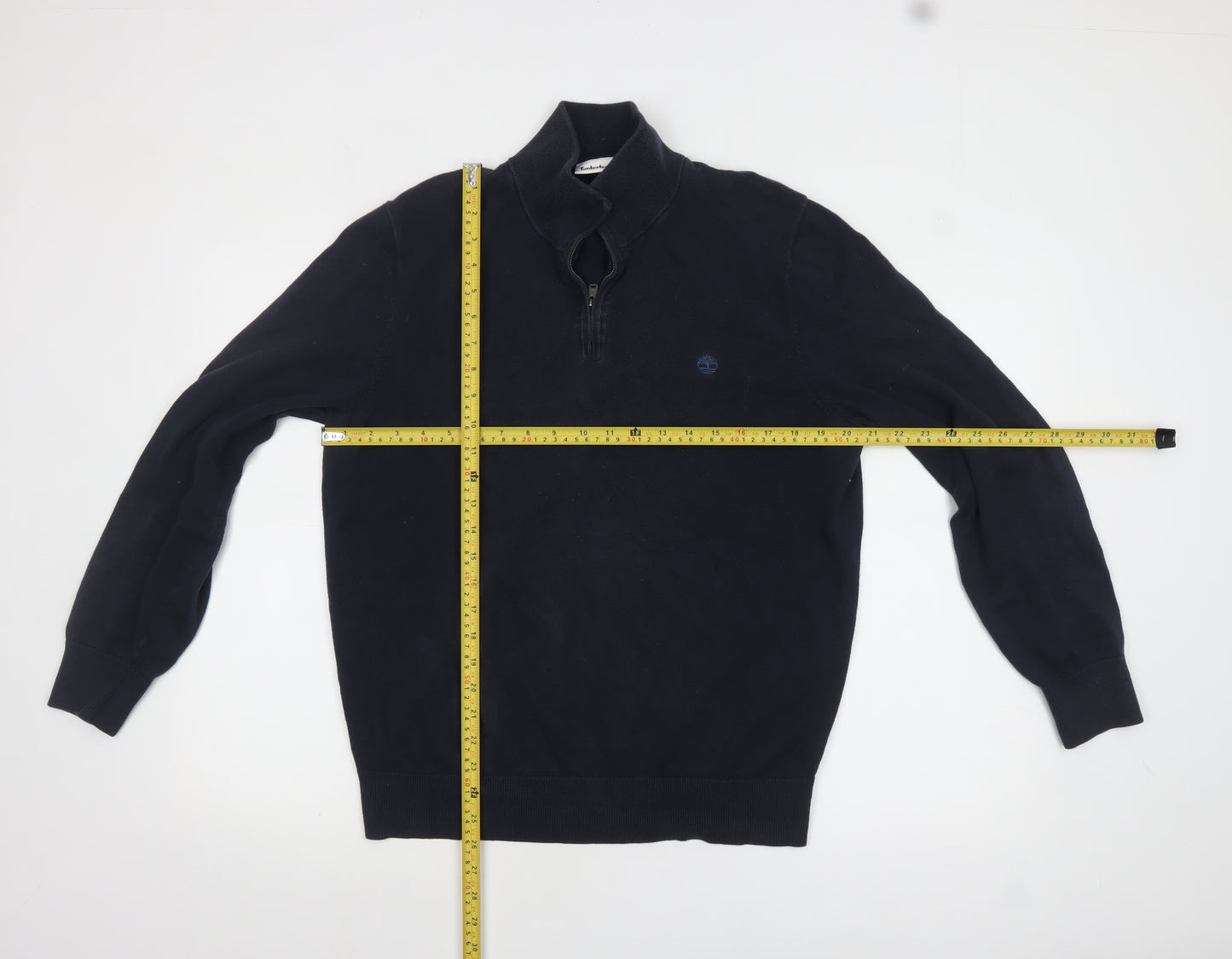 Timberland Men's Blue Cotton 1/4 Zip Jumper M Regular Fit