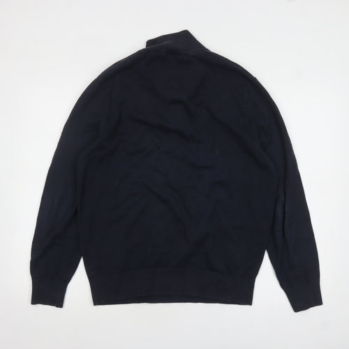 Timberland Men's Blue Cotton 1/4 Zip Jumper M Regular Fit