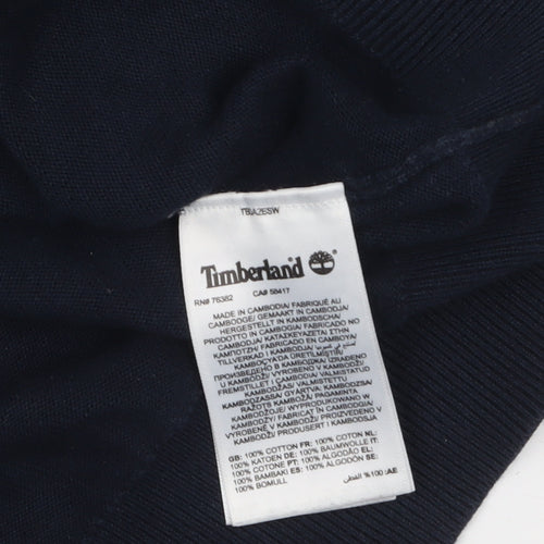 Timberland Men's Blue Cotton 1/4 Zip Jumper M Regular Fit