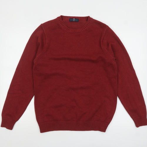Marks and Spencer Men's Red Wool Blend Crew Neck Pullover Jumper S