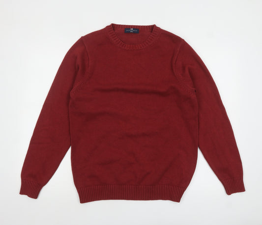 Marks and Spencer Men's Red Wool Blend Crew Neck Pullover Jumper S