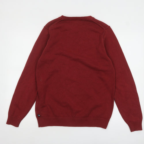 Marks and Spencer Men's Red Wool Blend Crew Neck Pullover Jumper S