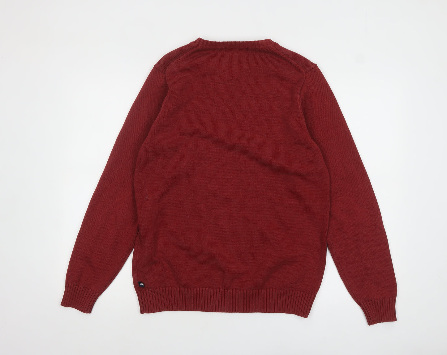Marks and Spencer Men's Red Wool Blend Crew Neck Pullover Jumper S