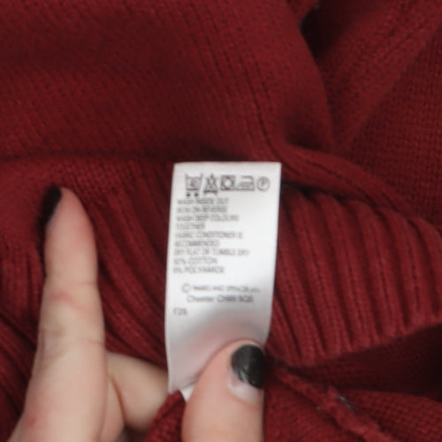 Marks and Spencer Men's Red Wool Blend Crew Neck Pullover Jumper S