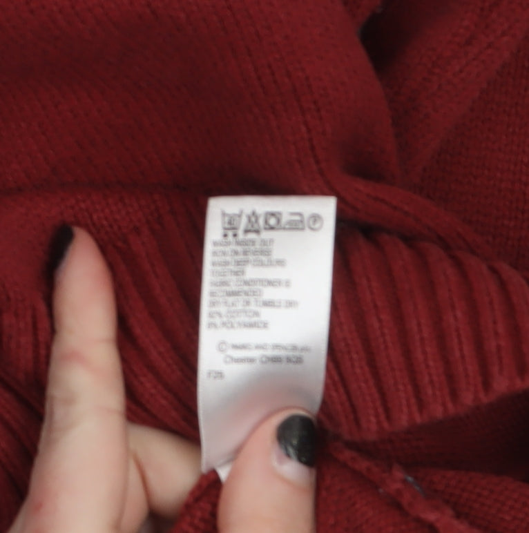 Marks and Spencer Men's Red Wool Blend Crew Neck Pullover Jumper S
