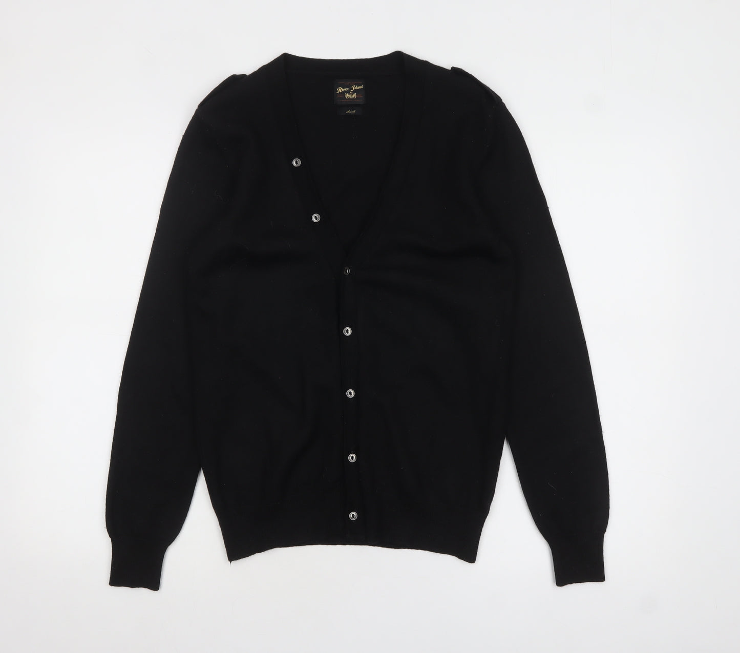 River Island Men's Black Wool Blend V-Neck Cardigan Size S