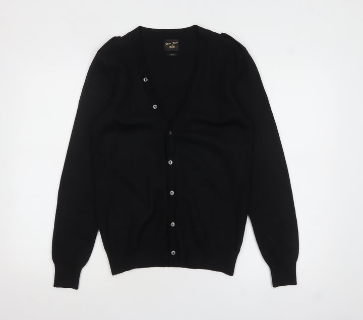 River Island Men's Black Wool Blend V-Neck Cardigan Size S