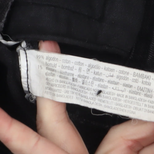 ZARA Women Black Cotton Denim Jacket Size S Classic Style
