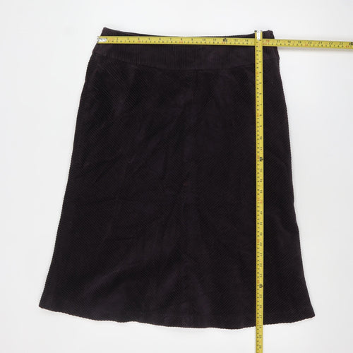 H&M Women Brown Corduroy A-Line Knee Length Skirt Size 14